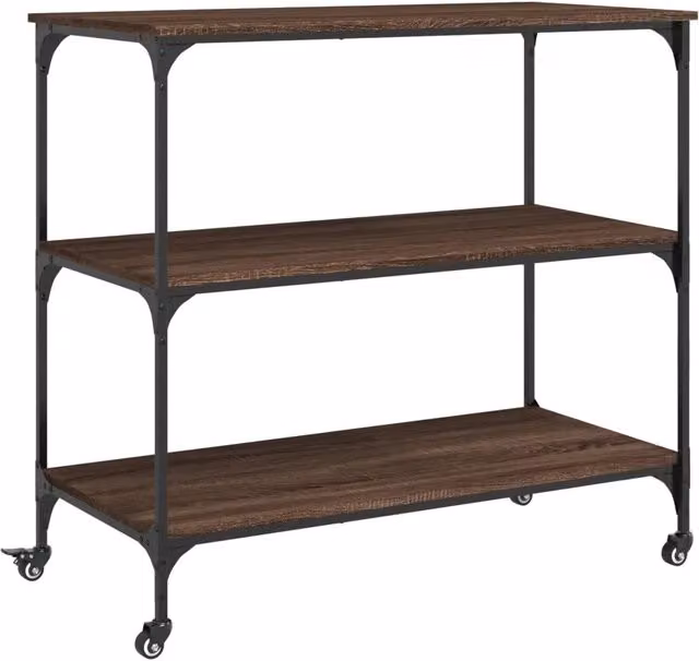 Carrello da cucina in legno multistrato Rovere Marrone con ruote DESIGN IN L/P/H: 102 x 50 x 95 cm CFW5741053
