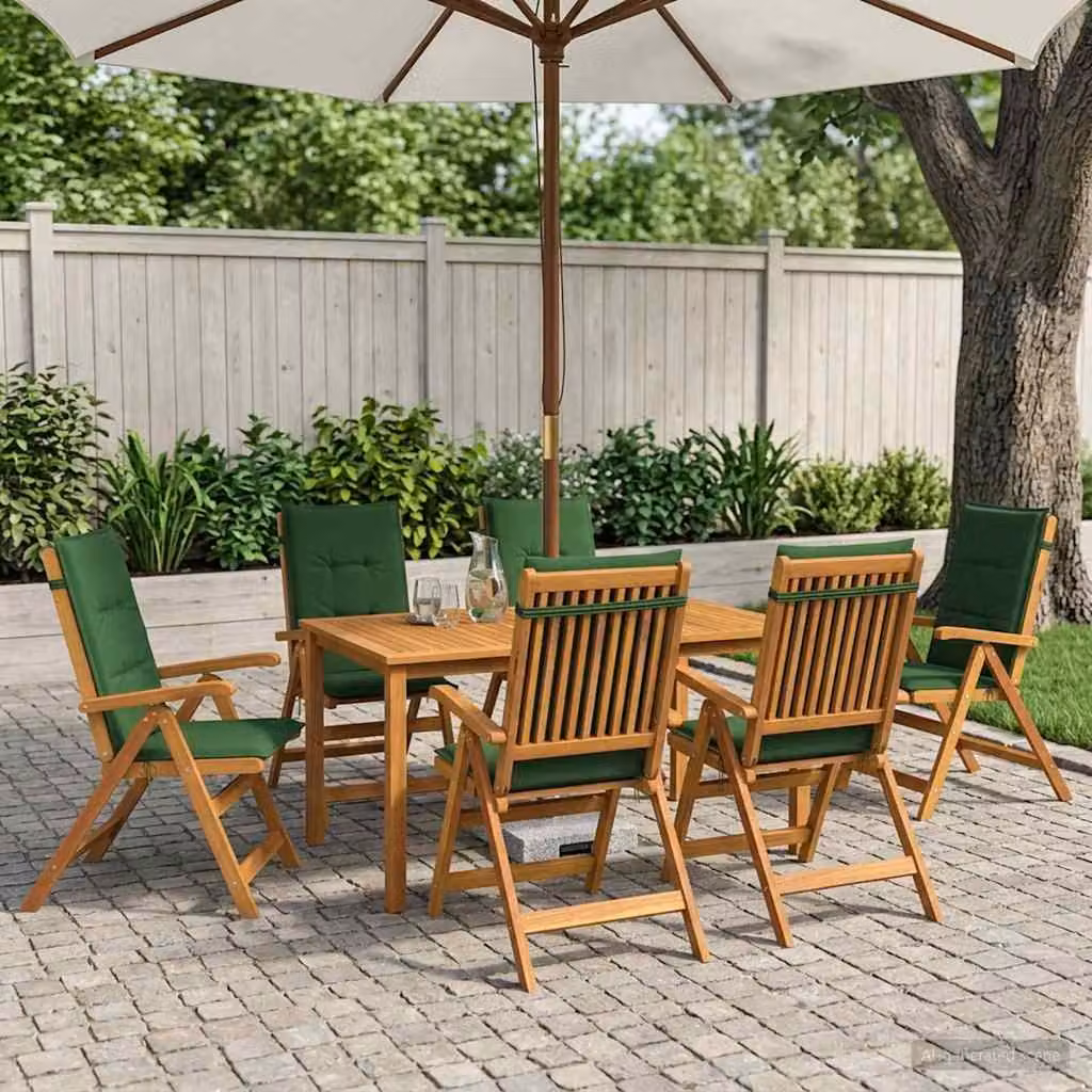 Set da pranzo da giardino vidaXL in legno di acacia naturale composto da 7 pezzi