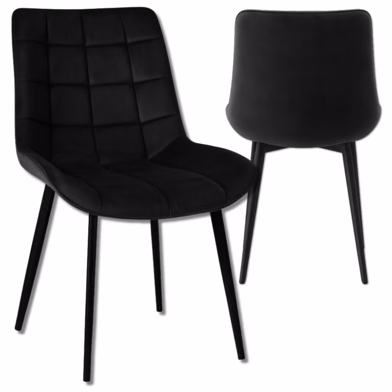 Sedia da pranzo Omna | Veluform Lux - Nera - Imbottita - Design moderno - Comoda ed elegante