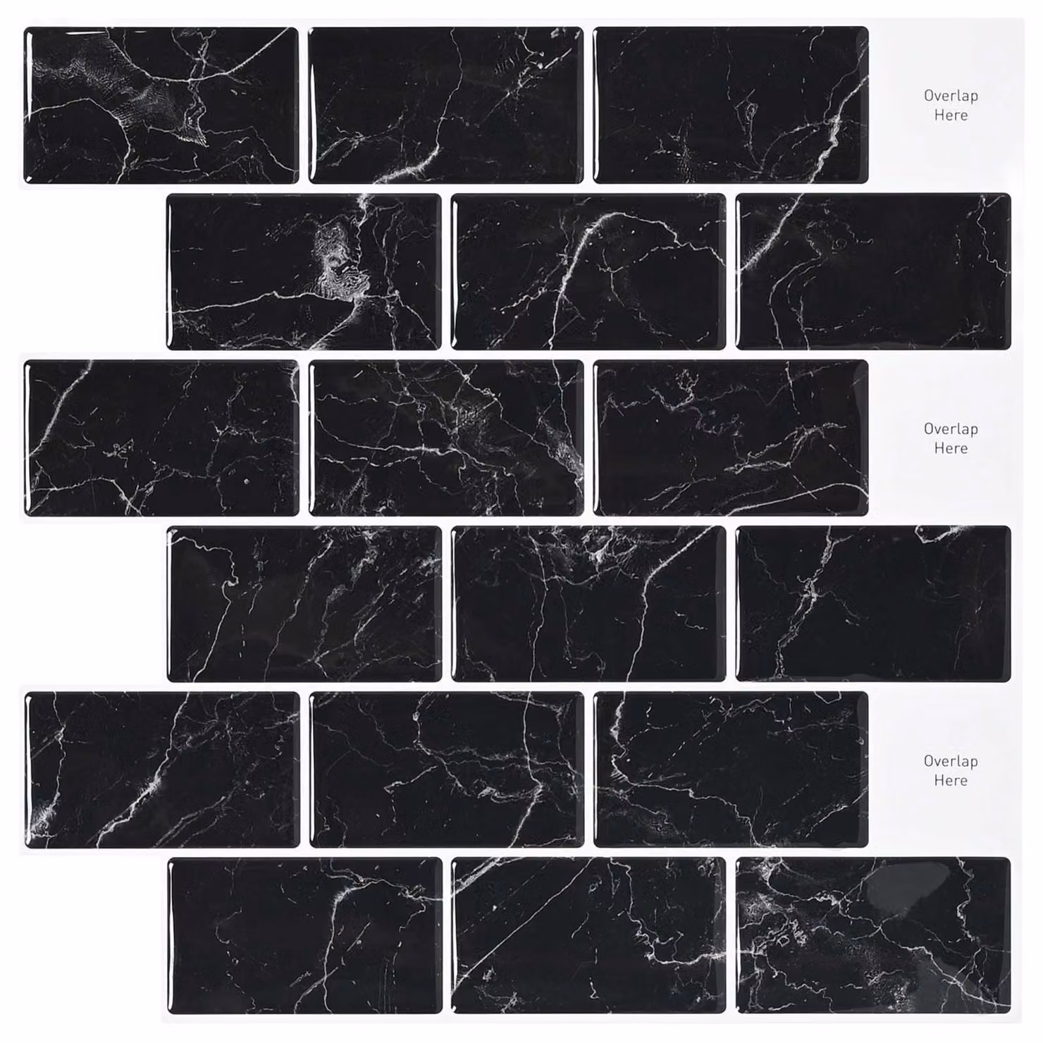 Piastrella subway 50 pcs Marmo Nero 30 x 30 cm