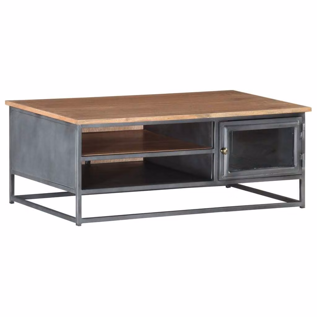 vidaXL Tavolino grigio 90x50x35 cm in legno massiccio di acacia - Tavolino - Tavolini - Tavolino in legno - Tavolini in legno