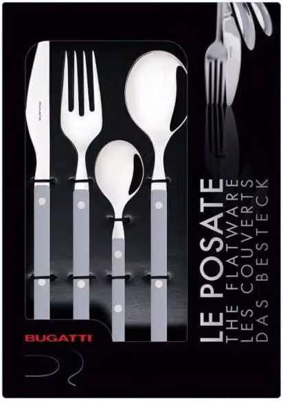 ALLEGRA, Posate Set 16 Pz, Scatola Finestra, Casa Bugatti Colore: Grigio