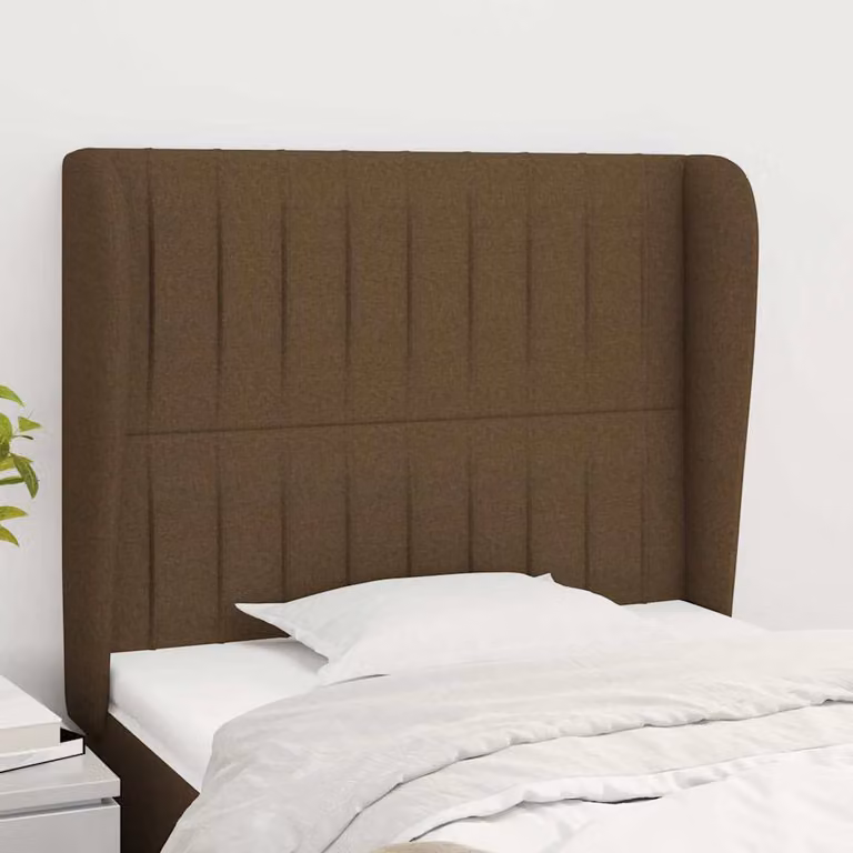 Testiera ad orecchio vidaXL in tessuto marrone scuro L: 103 cm, P: 23 cm, H: 118/128 cm