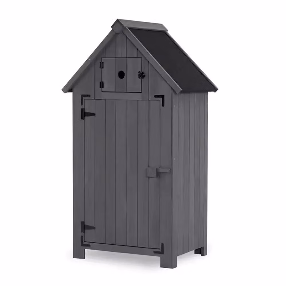 Casetta da giardino resistente alle intemperie Casetta per attrezzi in legno 65 x 46 x 137 cm IG10 grigio