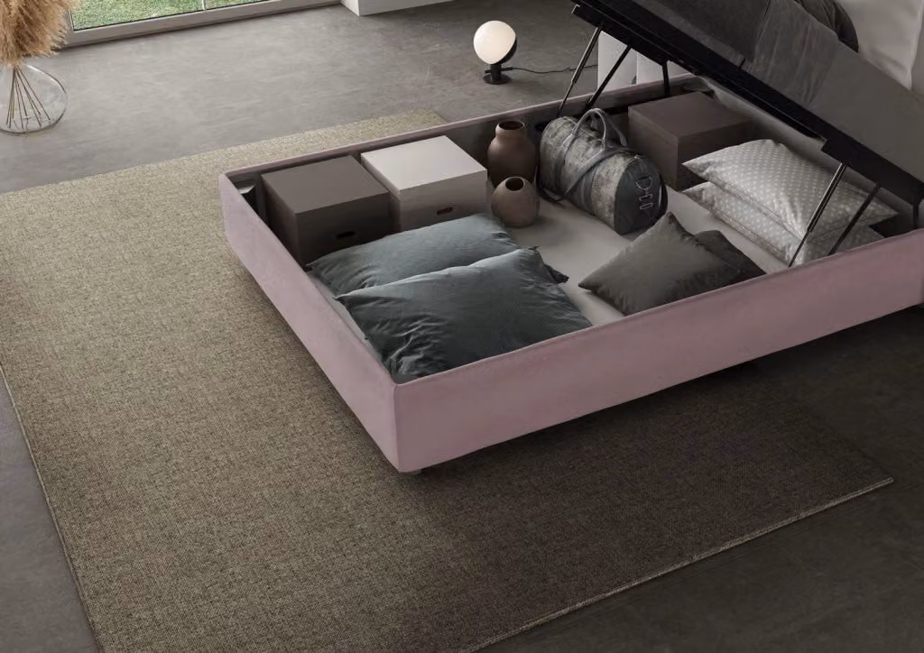Letto una piazza e mezza contenitore imbottito Antea Large Ityhome in microfibra colore glicine L 130 cm x P 200 cm – 2
