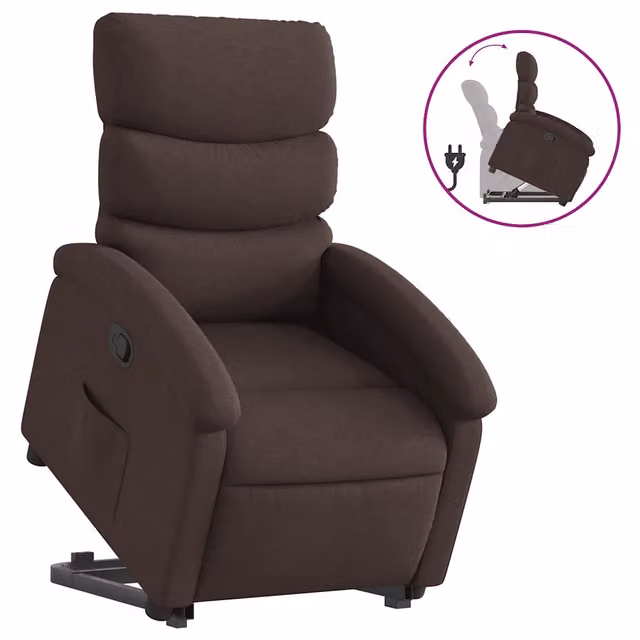 Poltrona | Sedia Relax Alzapersona Reclinabile Marrone Scuro in Tessuto