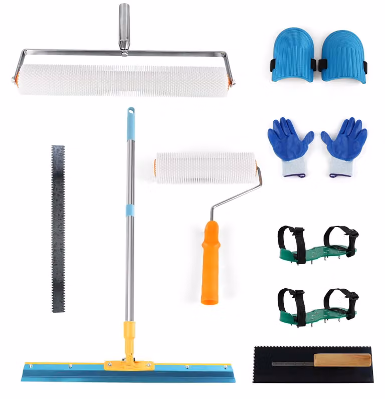 Omgoods - Set professionale di utensili per rivestimento pavimenti, completo di protezioni per le ginocchia