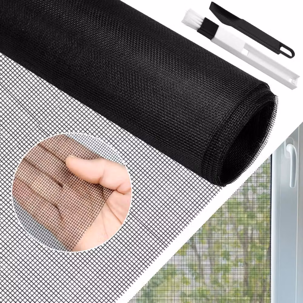 Zanzariera in fibra di vetro, 120x300 cm, protezione dagli insetti, resistente ai raggi UV, colore nero