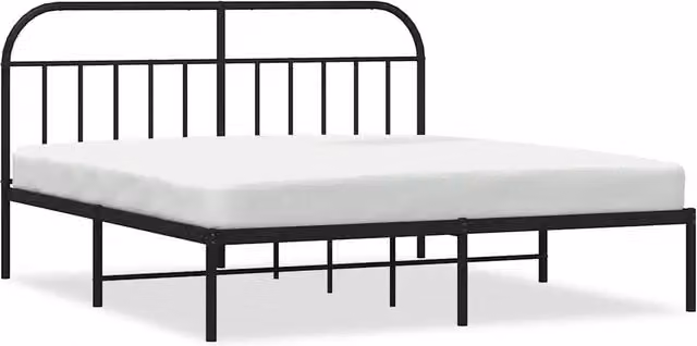 Letto matrimoniale | Letto per adulti | Giroletto con Testiera in Metallo Nero 180x200 cm