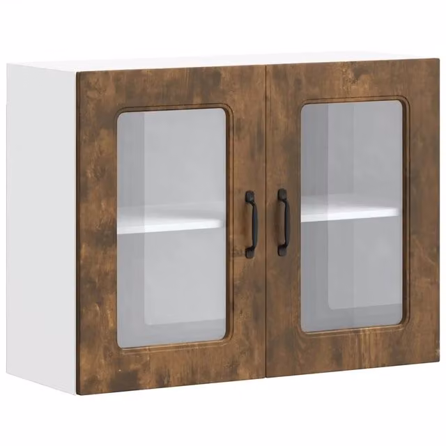 Armadio pensile da cucina moderno rovere fumo 80 x 31 x 60 cm spazio ottimizzato design pulito in legno ingegnerizzato 02_0050017