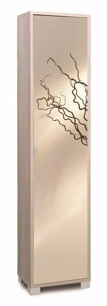 Kit Mobile Colonna Sarmog con Specchio e Ripiani in Finitura Olmo Beige H190 x L43 x P29 cm