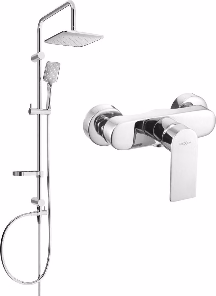 Mexen Sven set doccia esterno con soffione e miscelatore doccia Royo, cromato - 72240262-00