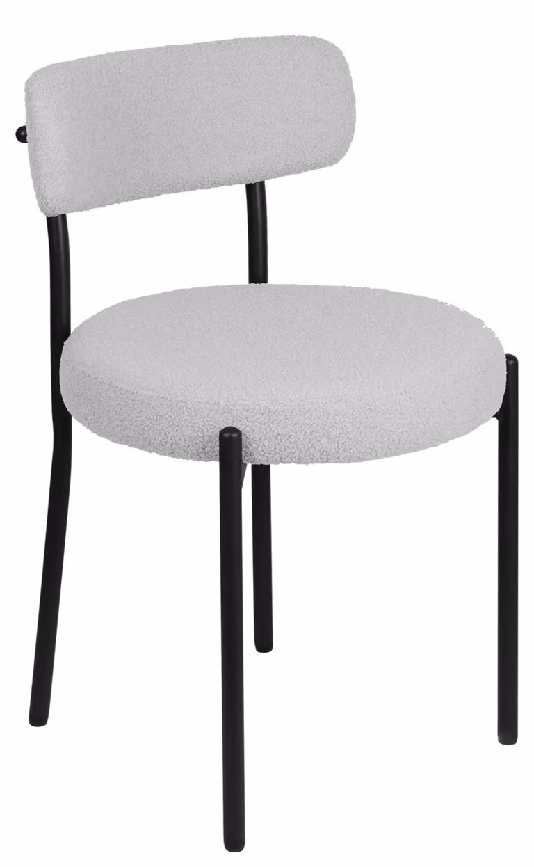 Sedie da sala da pranzo - Set da 2 sedie da cucina - Imbottite - Rivestimento in tessuto - Gambe in metallo - Stile moderno minimalista - Grigio chiaro
