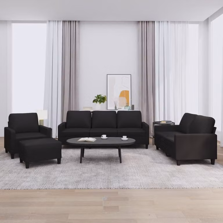 Maison Exclusive - Set divano 4 pezzi con cuscini in ecopelle nera