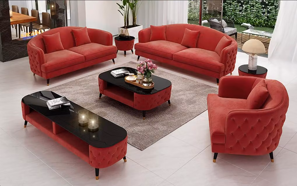 Sofagarnitur Set 3+2+1 Sitzer Couchtisch Sideboard Garnitur Design Moderne 7tlg