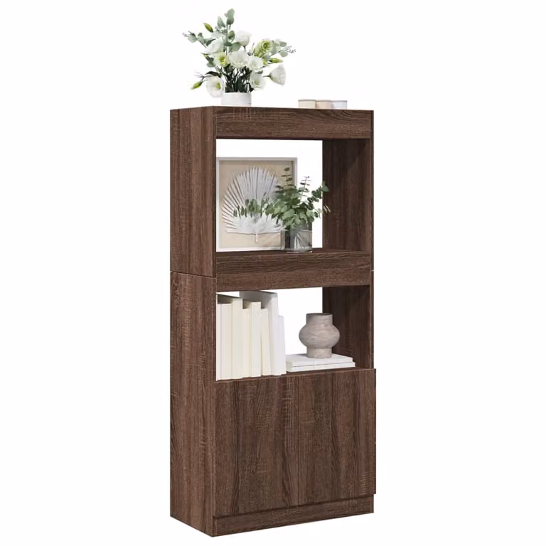 Credenza sospesa vidaXL in legno marrone con ante e ripiani interni L: 63 cm, P: 25 cm, H: 140 cm