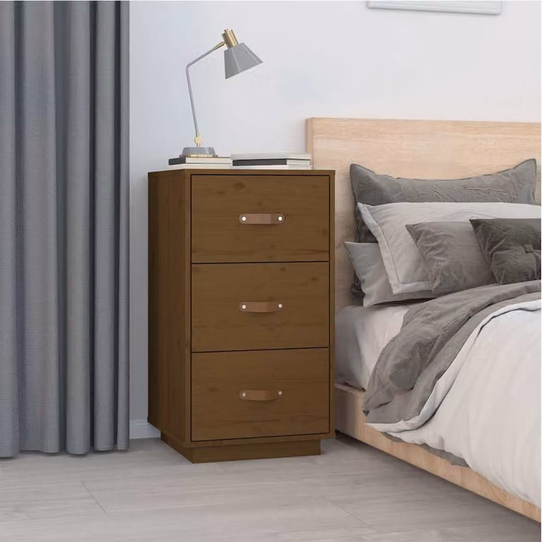Comodino vidaXL in legno massello di pino color marrone stile rustico L/P/H: 40 x 40 x 75 cm
