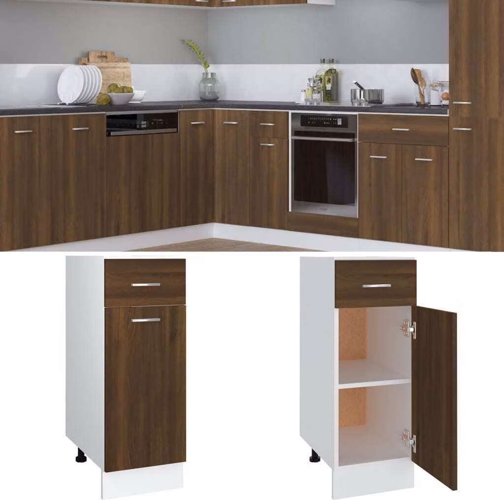 The Living Store Base con cassetto effetto rovere Brown 30x46x81,5 cm