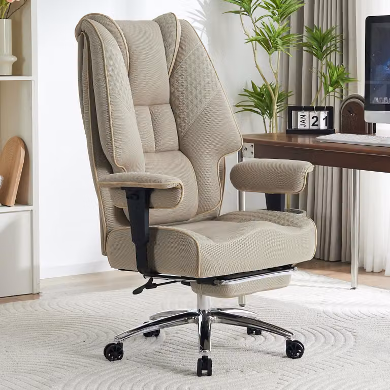 Sedia da ufficio oversize, color beige chiaro - Sedia ergonomica per ufficio - Capacità di carico: 200 kg