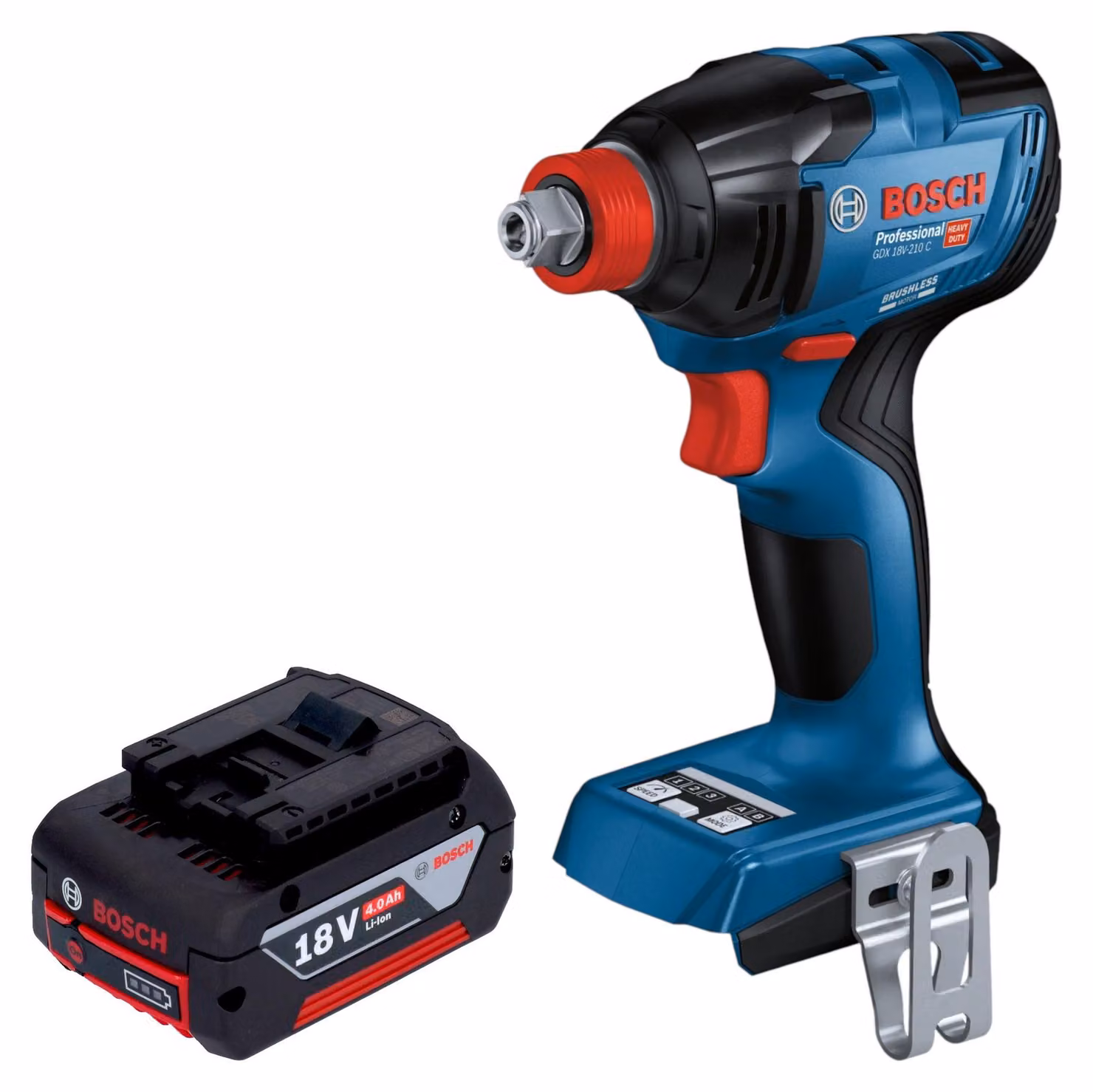 Bosch GDX 18V-210 C Avvitatore a impulsi professionale a batteria 18 V 210 Nm senza spazzole + 1x batteria ricaricabile 4,0 Ah - senza caricabatteria