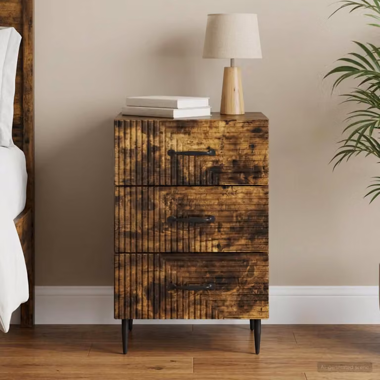 vidaXL Armadio da Notte con Cassetto in Rovere Fumo, Design Moderno, L 43 cm x P 41 cm x H 66,5 cm