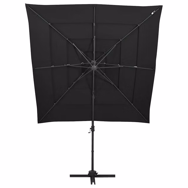 Ombrellone a sbalzo DESIGN IN con palo in alluminio e copertura in poliestere, Nero, L: 250 cm x P: 250 cm