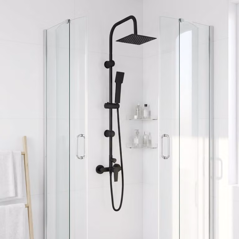 vidaXL Sistema Doccia Nero Acciaio Inox 21 x 48 x 112 cm