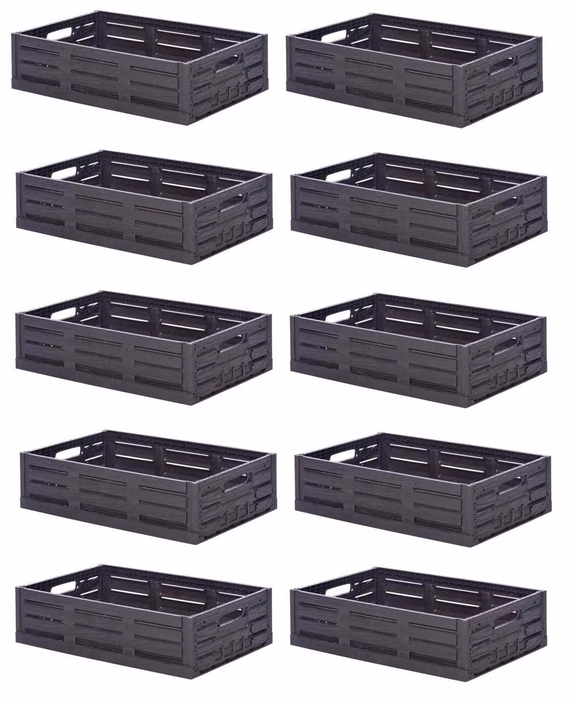Scatole pieghevoli effetto legno - Set da 10 - 60x40x16 cm