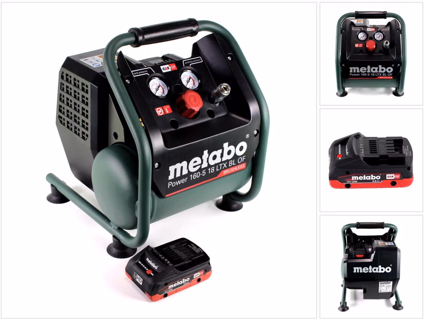 Metabo Power 160-5 18 LTX BL OF Compressore a batteria 18 V 8,0 bar Brushless + 1x pacco batteria LiHD 4,0 Ah - senza caricabatterie