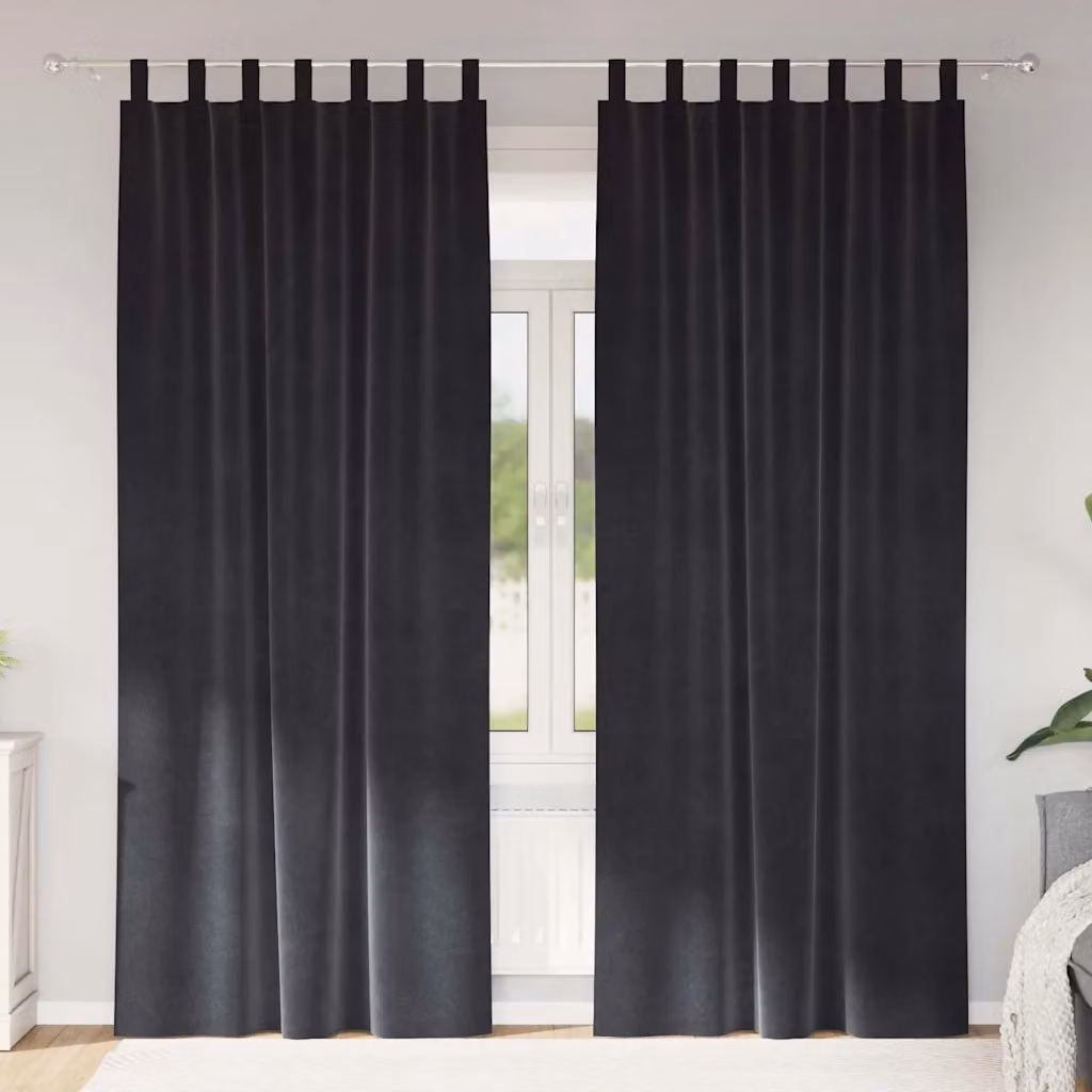 Set di 2 tende oscuranti vidaXL in velluto antracite, L: 140 cm, H: 260 cm