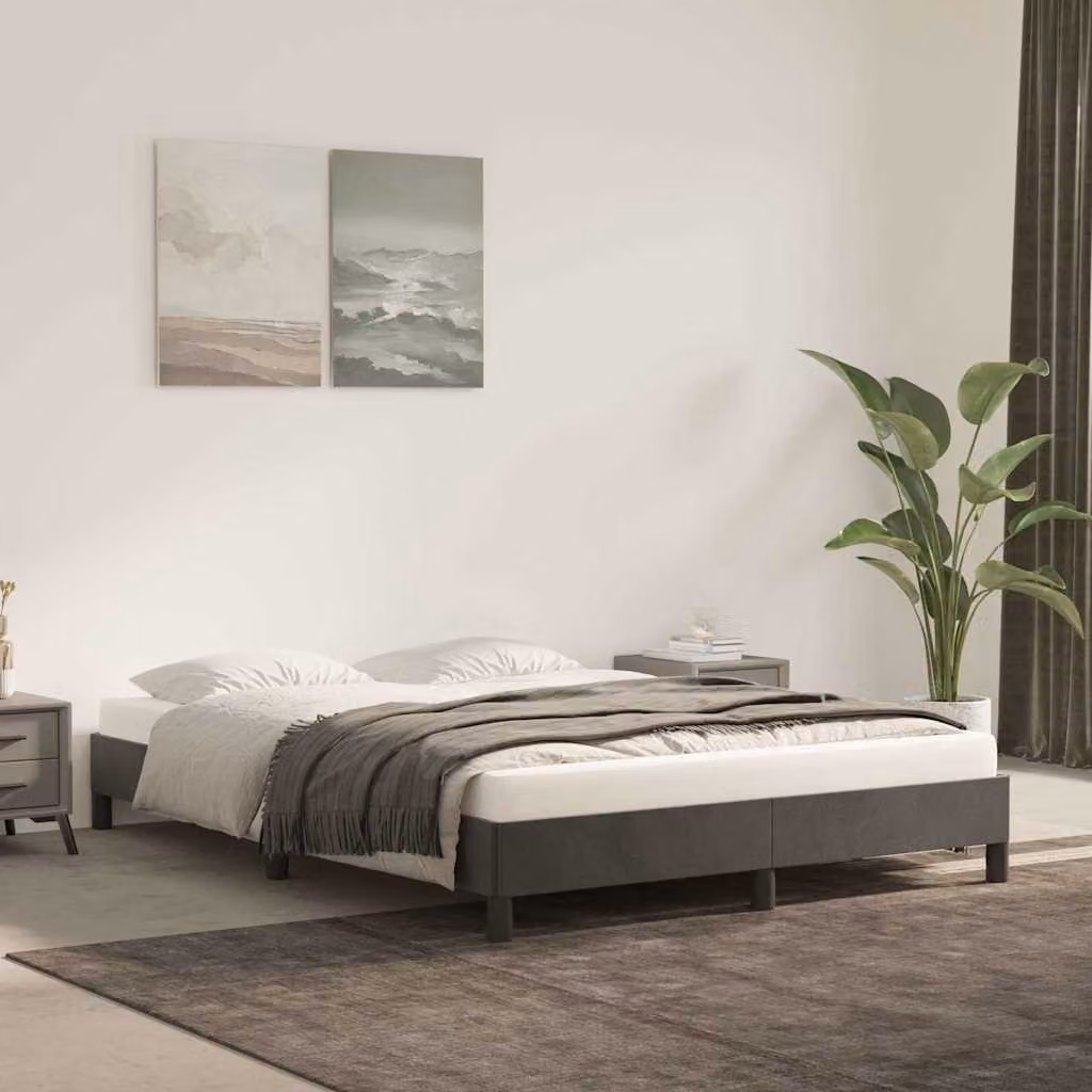 Giroletto vidaXL in velluto grigio scuro senza materasso L/P/H: 140 x 190 x 25 cm