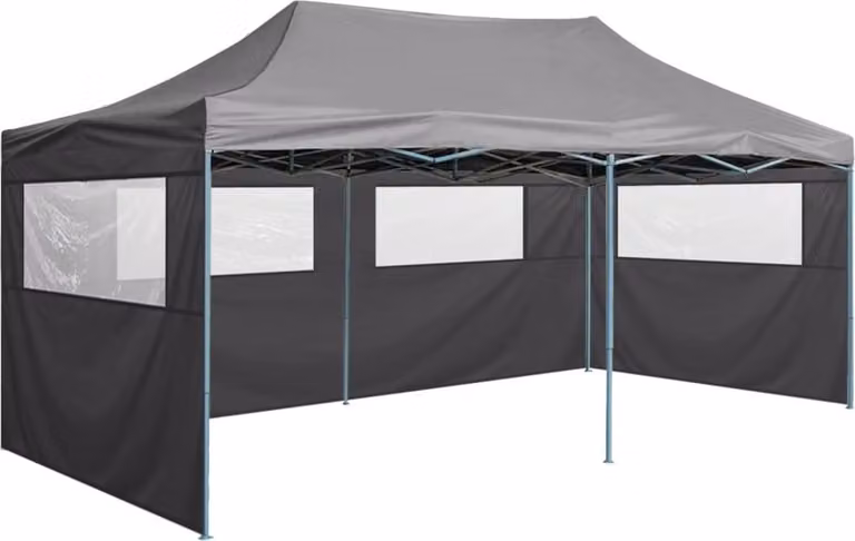 Gazebo Pieghevole con 4 Pareti 3x6m Acciaio Antracite