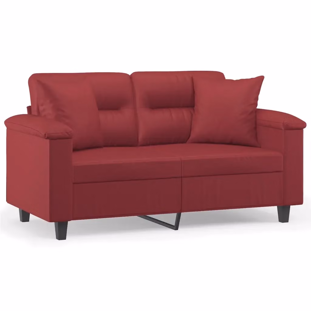 Divano a 2 posti moderno vidaXL in similpelle rosso con cuscini e struttura in metallo L: 150 cm, P: 80 cm, H: 77 cm – 2