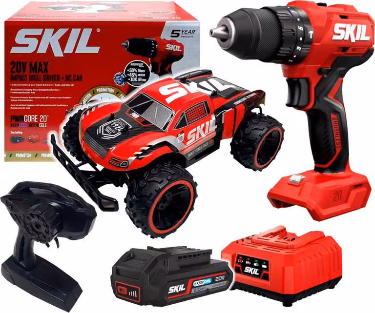 Trapano a percussione a batteria Skil 20V 3021 + auto 3166 (1 scatola da 2,0 Ah)