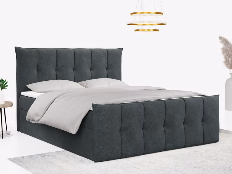 Letto boxspring con pediera e 2 cassetti - PREMIUM-11 - 180x200 cm - Grigio - H3