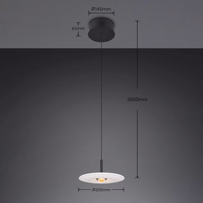 Trio Lighting Lampada a sospensione Sirena, dimmerabile, Bianco / Opale, Soggiorno / Sala da pranzo, Metallo, Lampada a sospensione