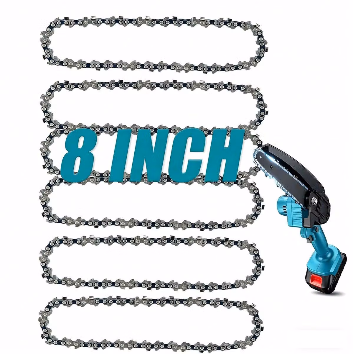Set da 6 catene di ricambio da 8 pollici per mini motosega Acciaio al carbonio
