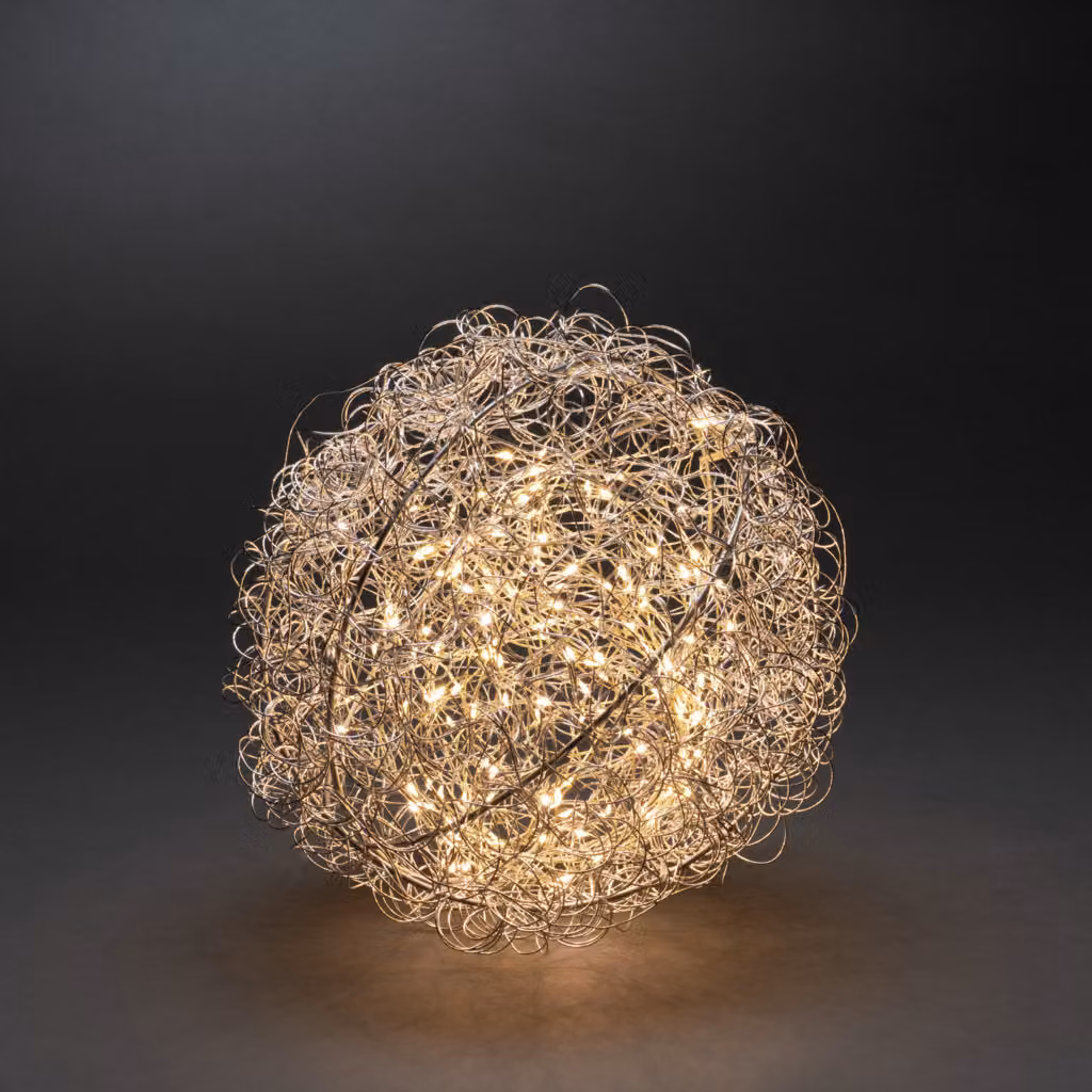 Konstsmide LED a sfera, 160 diodi bianco caldo, 4,5 V, per interni, cavo trasparente - 3515-303
