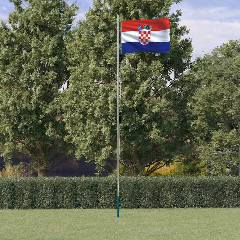 Asta e Bandiera della Croazia vidaXL in Alluminio Argento e Poliestere Multicolore, Altezza: 6,08 m