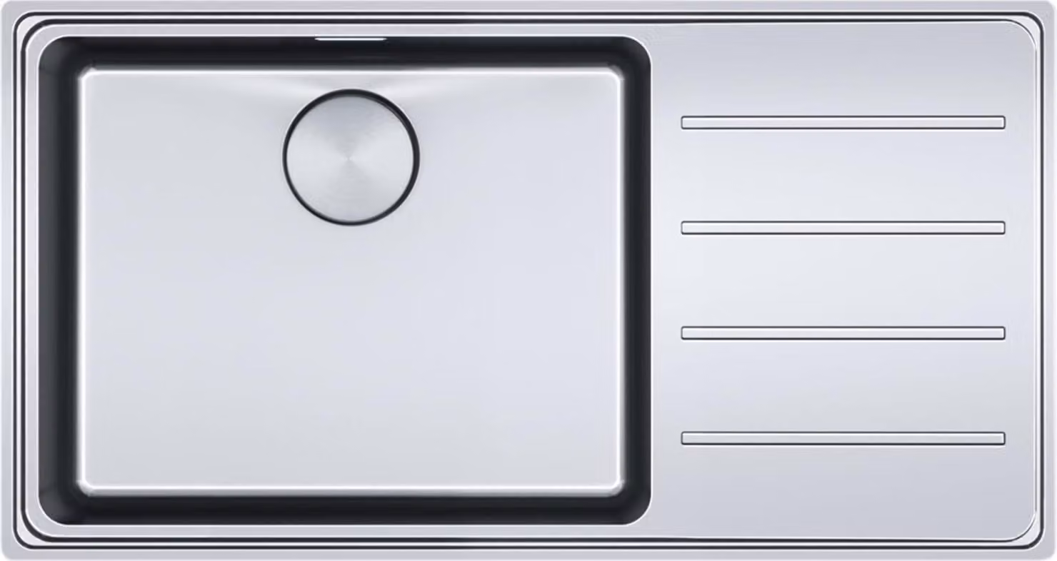 Franke Mythos lavello in acciaio inox MYX 211-86 con pulsante in acciaio inox da 60 cm 127.0642.076