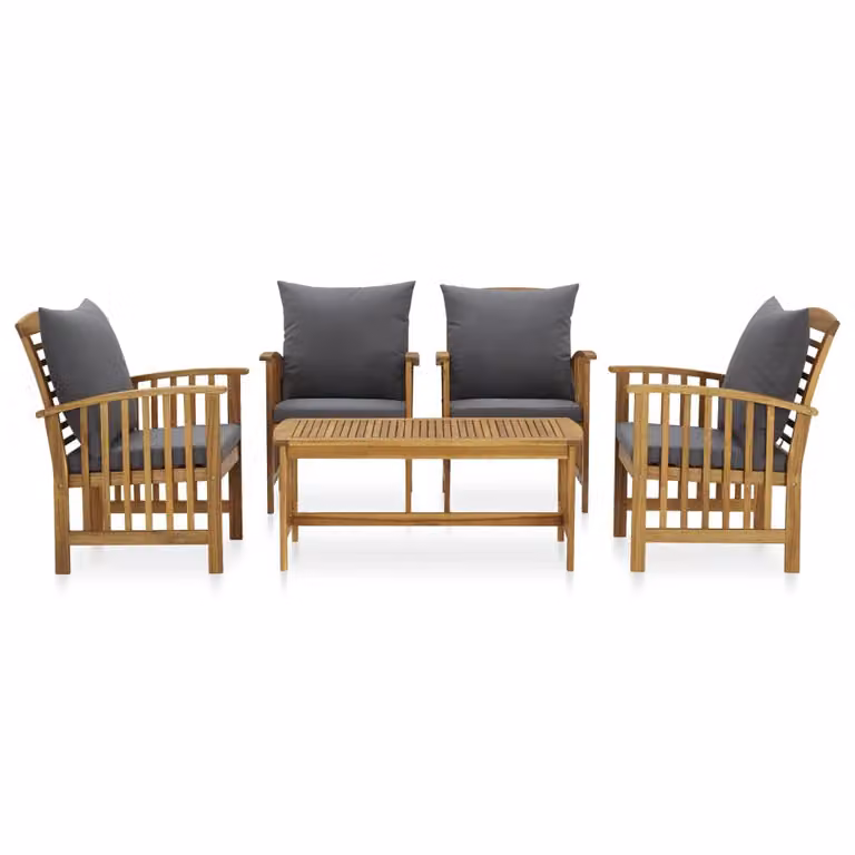 Set Divani da Giardino 5 pz con Cuscini in Massello di Acacia