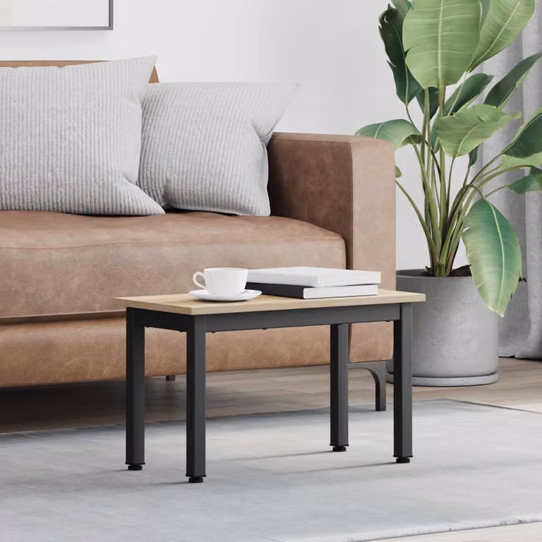 Tavolino da salotto moderno vidaXL in legno e metallo, colore rovere e grigio, L: 60 cm, P: 30 cm, H: 36 cm