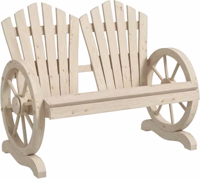 Panchina da giardino Minimal in legno di abete con braccioli, colore marrone e beige, L: 250 cm, P: 66 cm, H: 95 cm