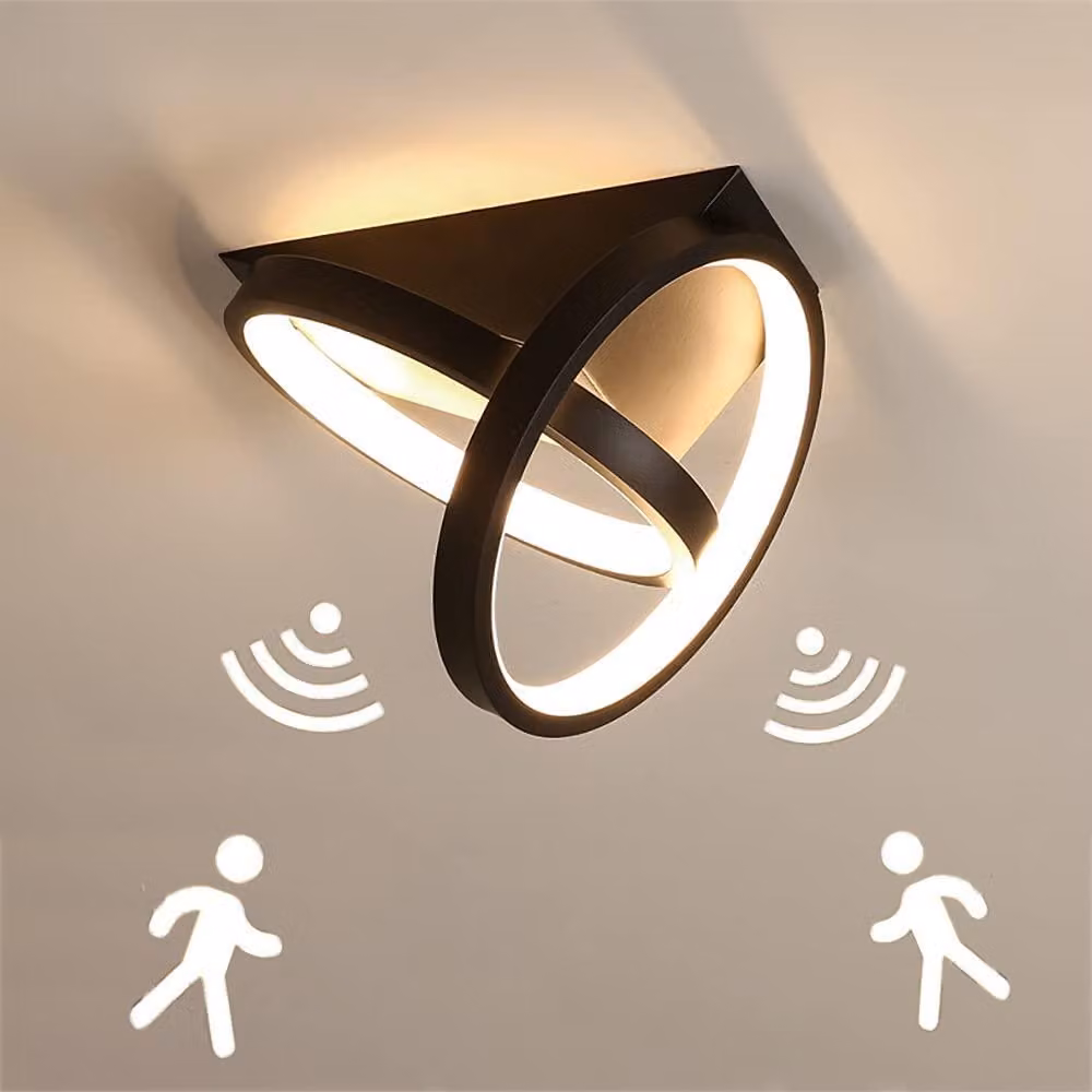 Pannello luminoso a LED da 26W con sensore, colore nero, temperatura di colore 3000K