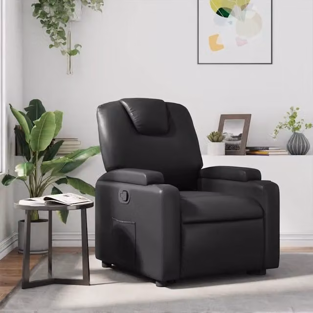 Divano Sedia-Poltrona reclinabile nera in similpelle 539657