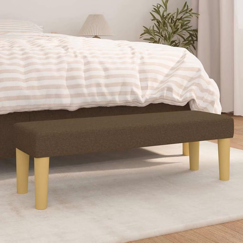 Panca vidaXL in tessuto marrone scuro con struttura in legno L 100 x P 30 x H 30 cm