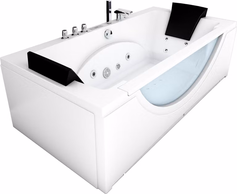 Vasca idromassaggio Vasca d'angolo W81H-TH-C-SC 180x90cm pulizia attiva del tubo flessibile