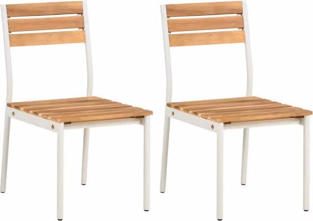 Set da 2 sedie da giardino BELIANI in legno di acacia marrone con struttura in acciaio verniciato a polvere e seduta in compensato, stile rustico moderno – 1