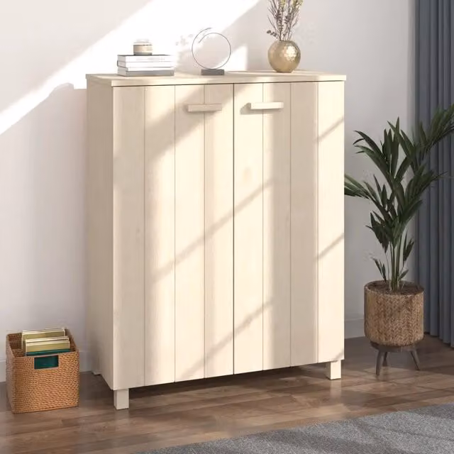 Scarpiera-Scaffale HAMAR Design Mania in Legno di Pino, Colore Marrone e Beige, L: 85 cm, P: 40 cm, H: 108 cm – 1