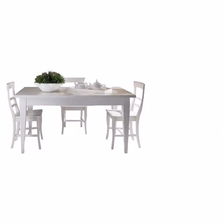 Tavolo da pranzo rettangolare shabby chic allungabile Mobili2g in legno bianco L: 140 cm, P: 90 cm, H: 80 cm